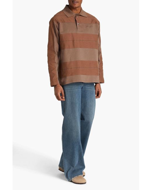 Jacquemus Brown Raye Striped Cotton-jersey Polo Shirt for men