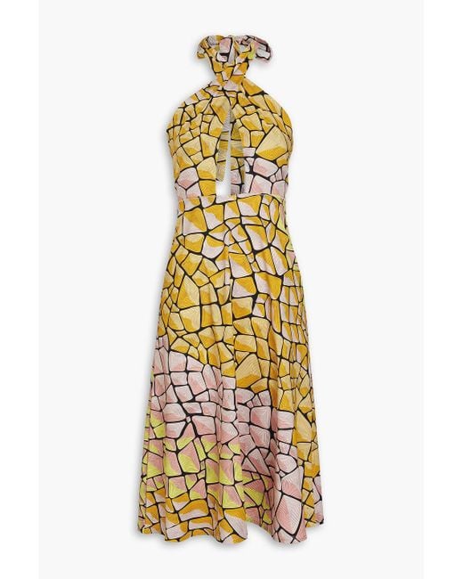 Emilio Pucci Metallic Printed Jersey Halterneck Dress