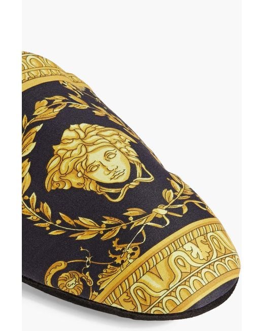 Versace Black Printed Canvas Slippers for men