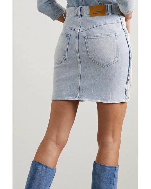Isabel Marant Blue Vabelia Shirred Denim Mini Skirt