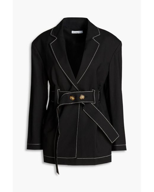 Rejina Pyo Black Belted Wool-blend Canvas Jacket