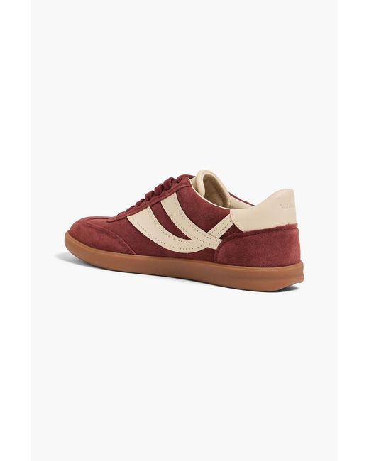 Vince Red Oasis Leather-Trimmed Suede Sneakers
