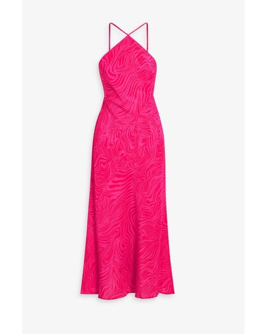 Rixo Pink Opal Printed Silk-crepe Midi Dress