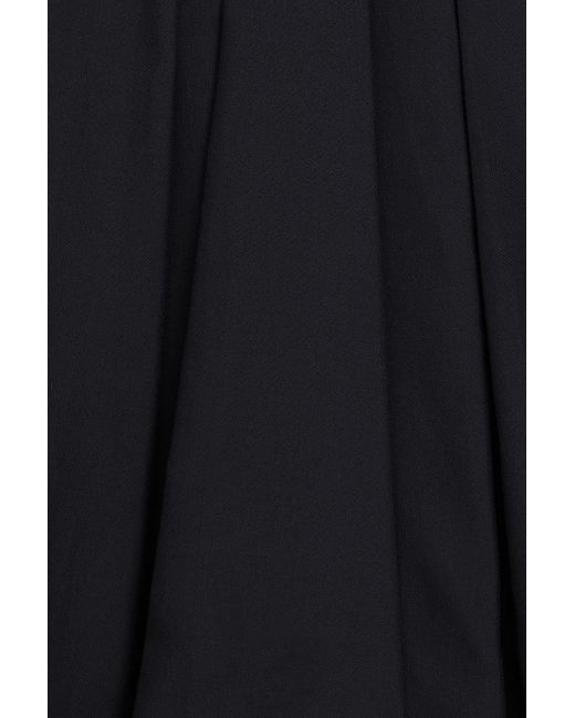 Valentino Garavani Black Pleated Cotton And Silk-blend Crepe Midi Skirt