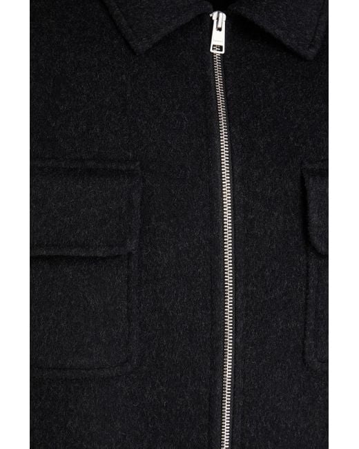 Sandro Black Wool-blend Felt Overshirt for men