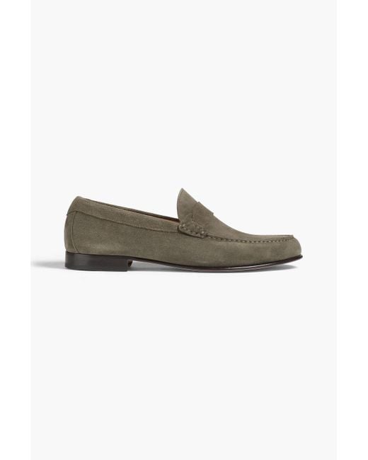Canali Green Suede Loafers for men