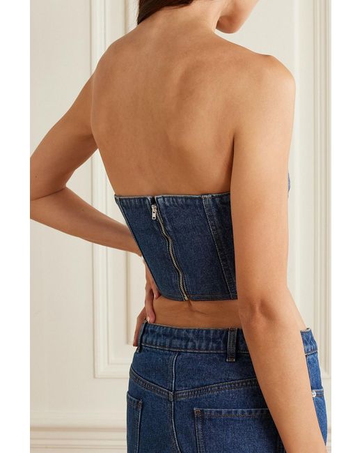 David Koma Blue Denim Bustier Top