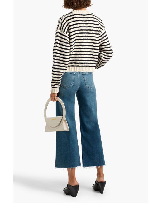FRAME White Striped Cotton Cardigan