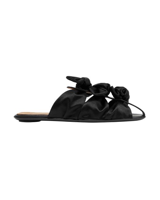 The Row Black Capri Satin And Leather Mules