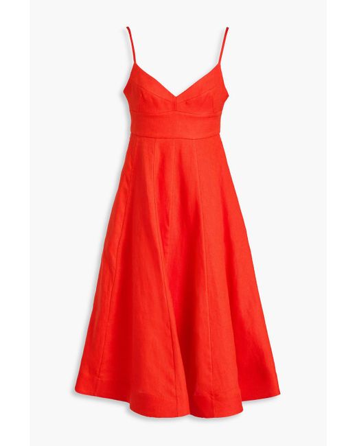 Zimmermann Red Linen Dress