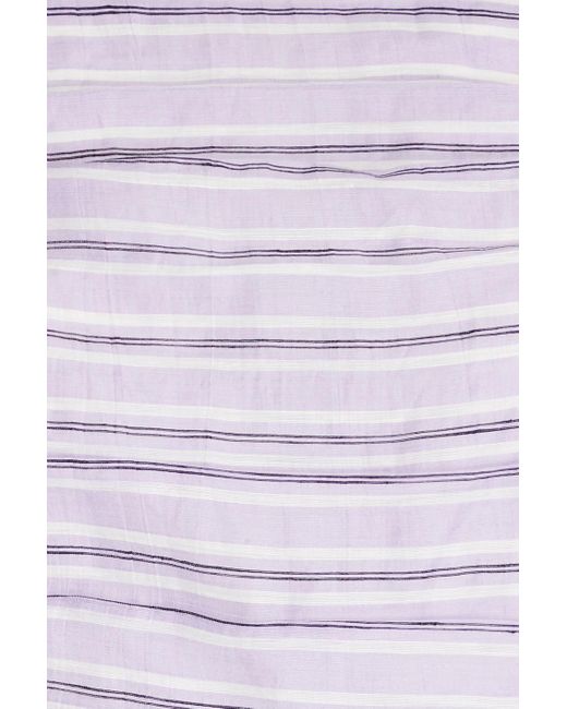 Sandro Purple Cropped Striped Linen-blend Gauze Top