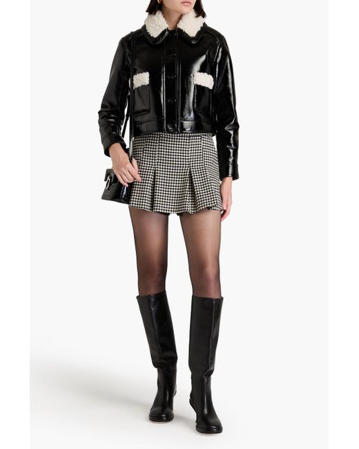 Claudie Pierlot Black Cropped jacke aus teddy-fleece