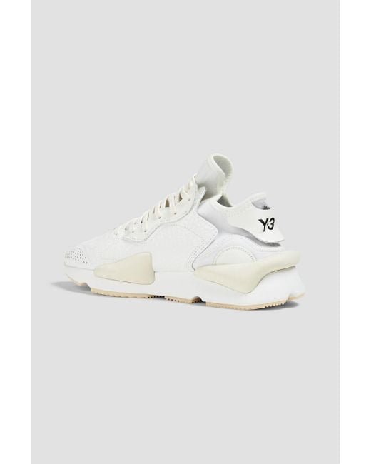 Y-3 White Kaiwa Pebbled-leather And Neoprene Sneakers for men