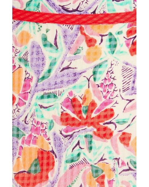 Ba&sh Flared Floral-print Seersucker Maxi Skirt