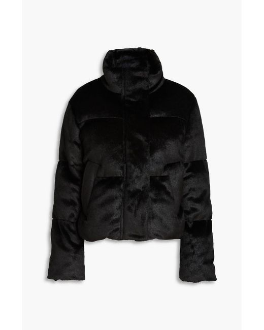 Stand Studio Black Tatum Quilted Faux Fur Jacket