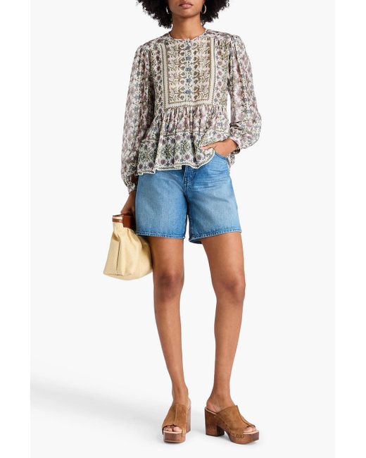 Isabel Marant White Oberteil "moeni" aus seiden-georgette mit floralem print