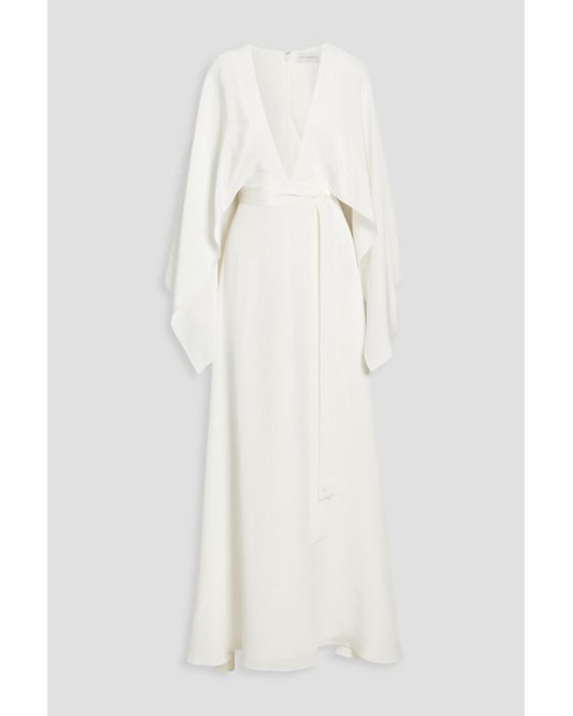 Halston Heritage White Isabel Draped Silk Crepe De Chine Gown