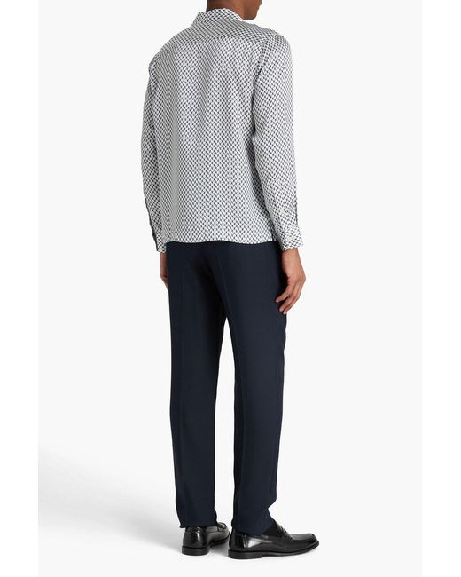 Frescobol Carioca Gray Safra Printed Silk-Satin Shirt for men