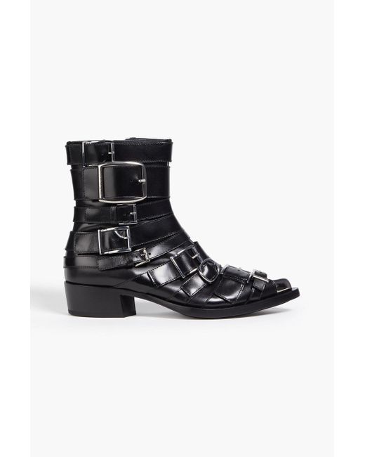 Alexander McQueen Black Ankle boots aus leder mit schnalle