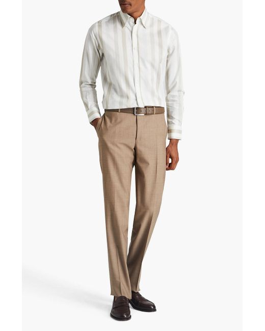 Canali White Striped Cotton-poplin Shirt for men