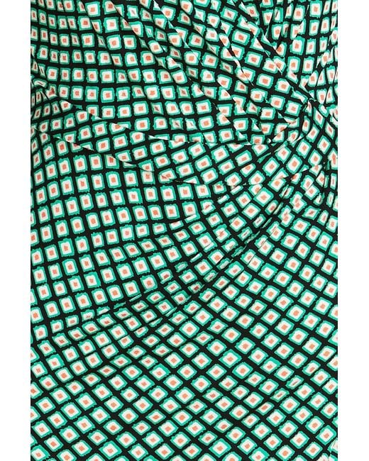 Diane von Furstenberg Green Palmira Wrap-effect Printed Jersey Midi Dress