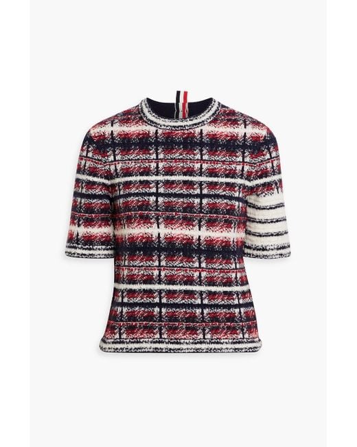 Thom Browne Red Checked Wool-Blend Sweater