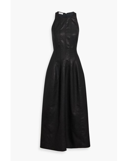 Brunello Cucinelli Black Metallic Wool-Blend Midi Dress