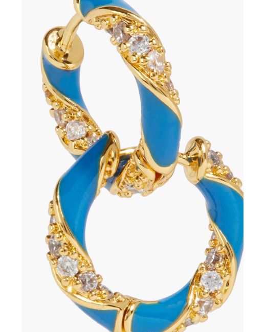 Zimmermann Blue Gold-tone, Crystal And Enamel Hoop Earrings