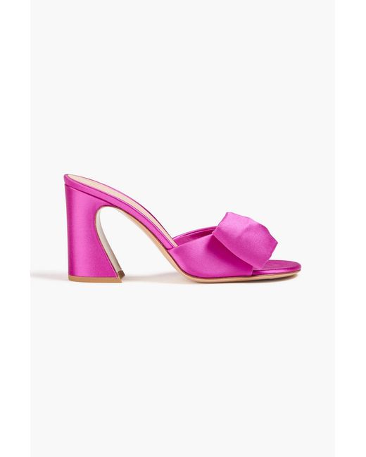 Gianvito Rossi Pink Rosie Bow-Detailed Satin Mules