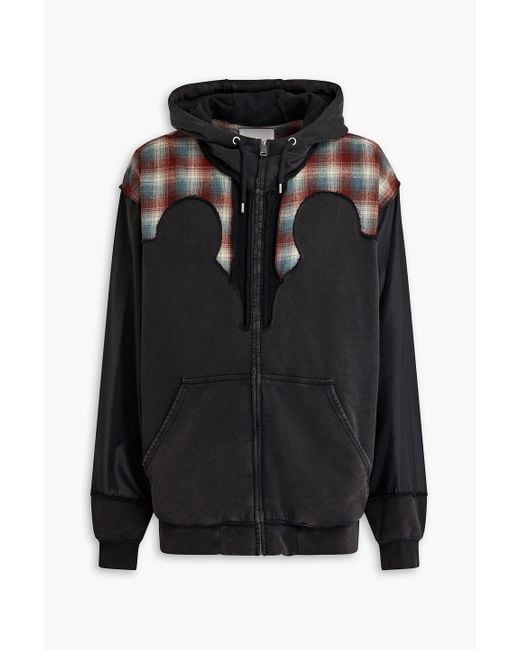Maison Margiela Black Pendleton Checked Wool, Shell And French Cotton-Terry Hoodie for men