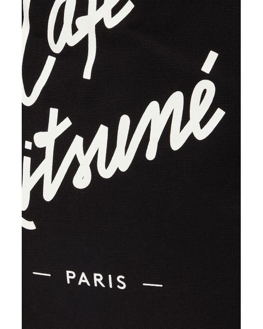 Café Kitsuné Black Logo-print Canvas Tote for men
