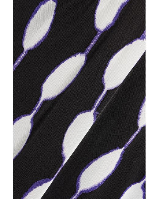 Diane von Furstenberg White Kiera maxikleid aus jersey mit print und asymmetrischer schulterpartie