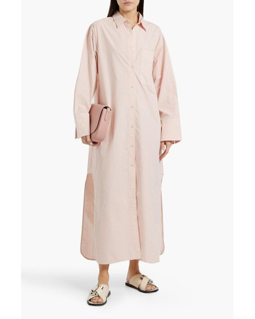 By Malene Birger Pink Perros Striped Cotton-Poplin Maxi Shirt Dress