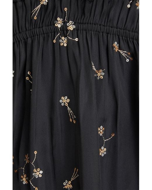 Maje Black Sequin-embellished Satin Mini Dress