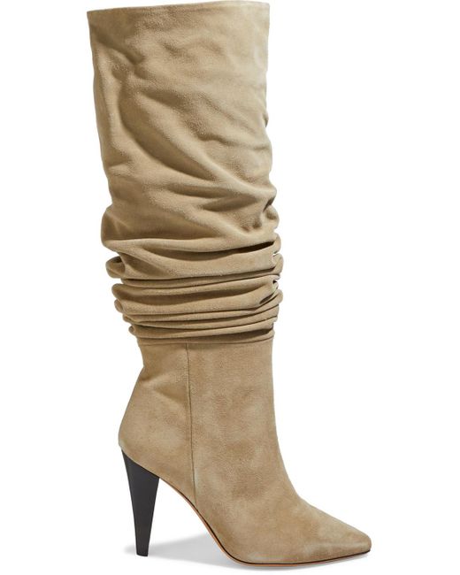 IRO Natural Bailey Gathered Suede Knee Boots