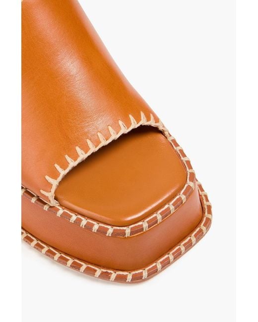 Farm Rio Orange Leather Wedge Mules