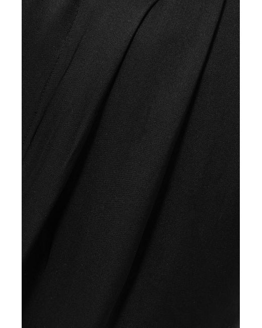 Anine Bing Black Carrie Pleated Silk-charmeuse Straight-leg Pants
