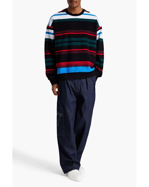 Missoni Blue Striped Cotton-fleece Sweatshirt for men