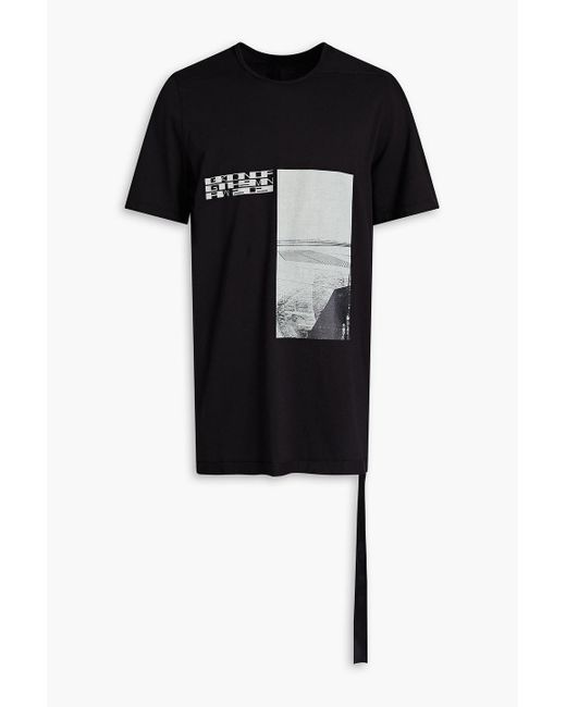Rick Owens Black Printed Cotton-jersey T-shirt for men