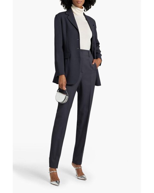 Brunello Cucinelli Blue Bead-embellished Wool-blend Twill Blazer