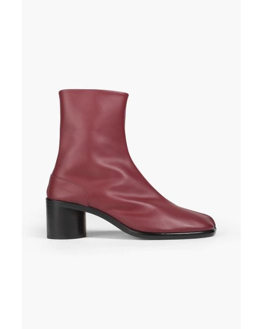 Maison Margiela Red Tabi Split-toe Leather Boots for men