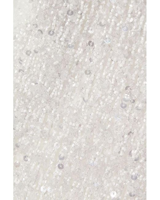 Naeem Khan White Gatsby Embellished Chiffon Mini Dress