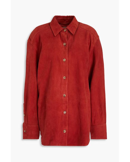 Loulou Studio Red Hemd aus veloursleder