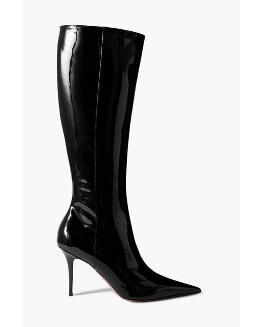 AMINA MUADDI Black Barbara Patent-Leather Knee Boots