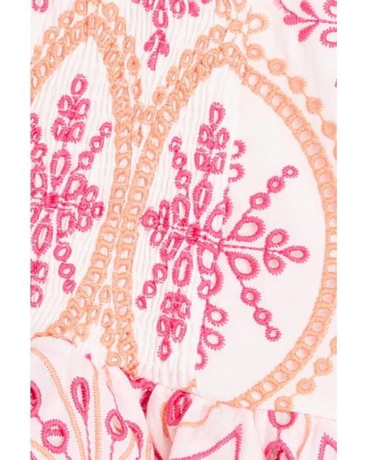 Charo Ruiz Pink Lucrecia Lace-Up Broderie Anglaise Cotton-Blend Mini Skirt