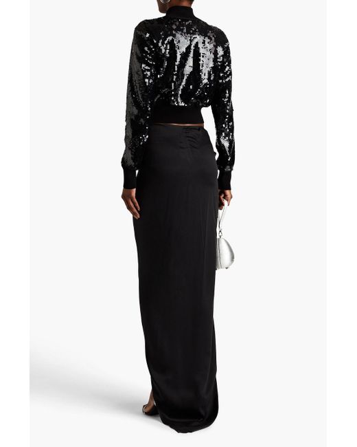 Rick Owens Black Cropped Sequined Tulle Bomber Jacket