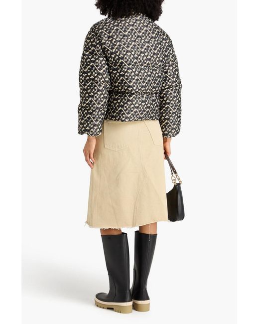 Tory Burch Black Quilted Jacquard Down Jacket