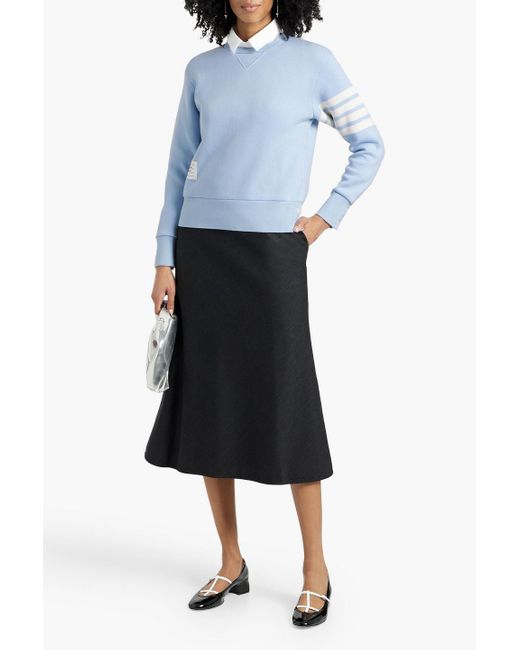 Thom Browne Black Herringbone Wool Midi Skirt
