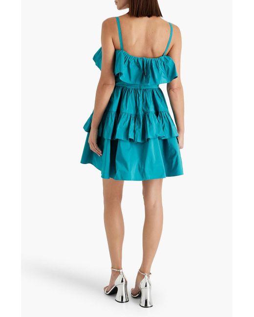 Zuhair Murad Blue Crystal-embellished Ruffled Taffeta Mini Dress