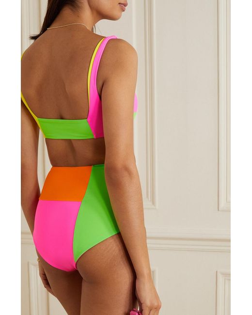 Mara Hoffman Pink Lydia bikini-höschen aus stretch-econyl® in colour-block-optik